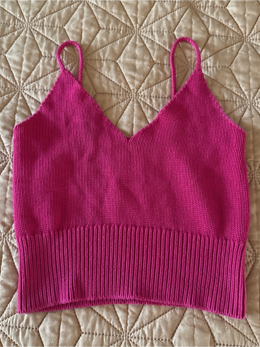 Red Knit V-Neck Camisole Tank Top- one size